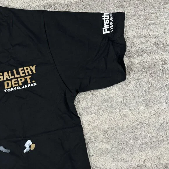 Gallery Dept Tokyo Paint Splatter Black Tee Mens Size Large